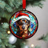 Dachshund Dapple in Santa Hat Suncatcher Decoration
